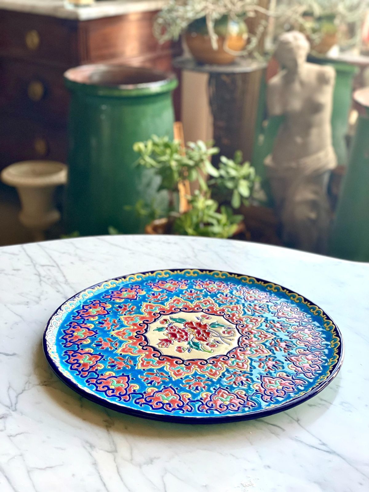 photo vintage Hand Painted Longwy Centerpiece, Circa 1950