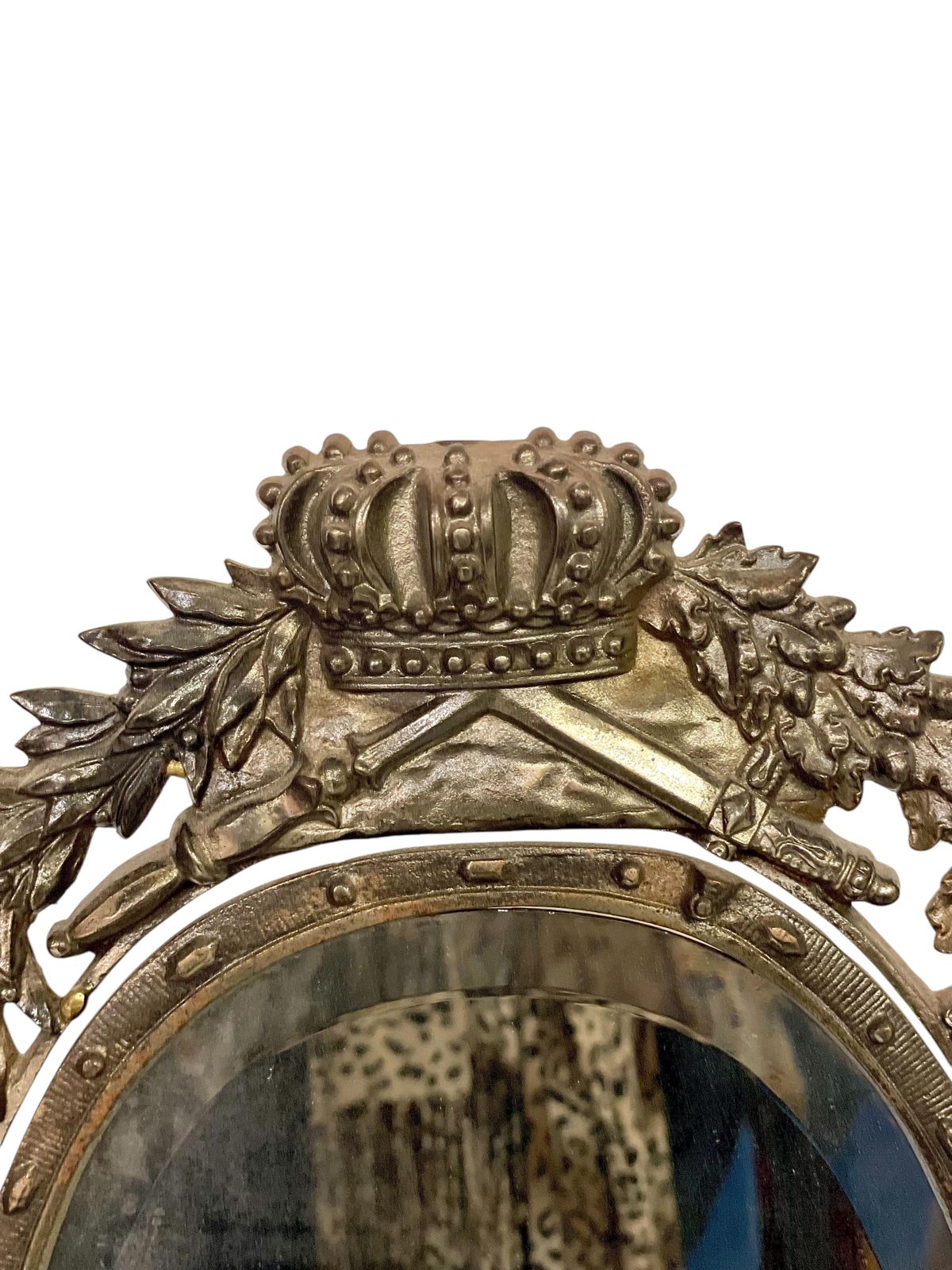 19th Century Cast And Gilt Iron Table Mirror With Heraldic And Knights Motifs photo furniture