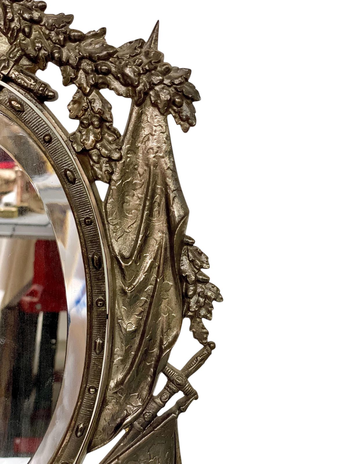 19th Century Cast And Gilt Iron Table Mirror With Heraldic And Knights Motifs photo 1605.0