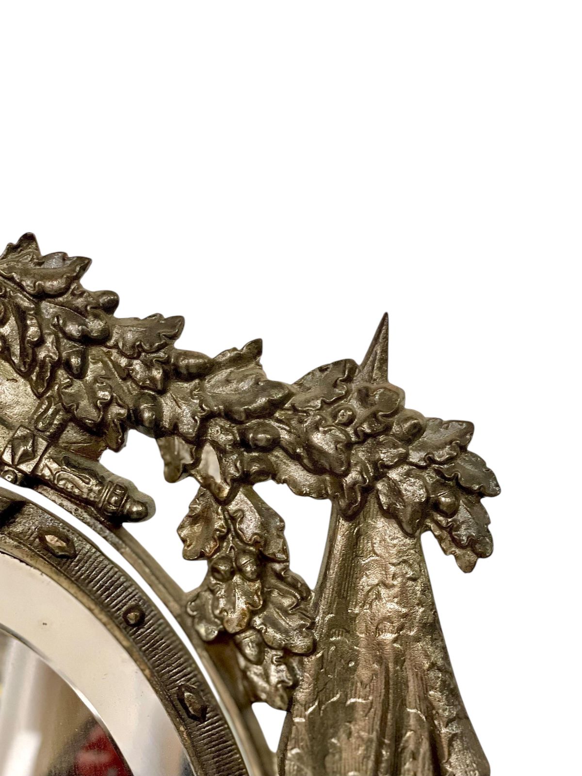 19th Century Cast And Gilt Iron Table Mirror With Heraldic And Knights Motifs photo buy
