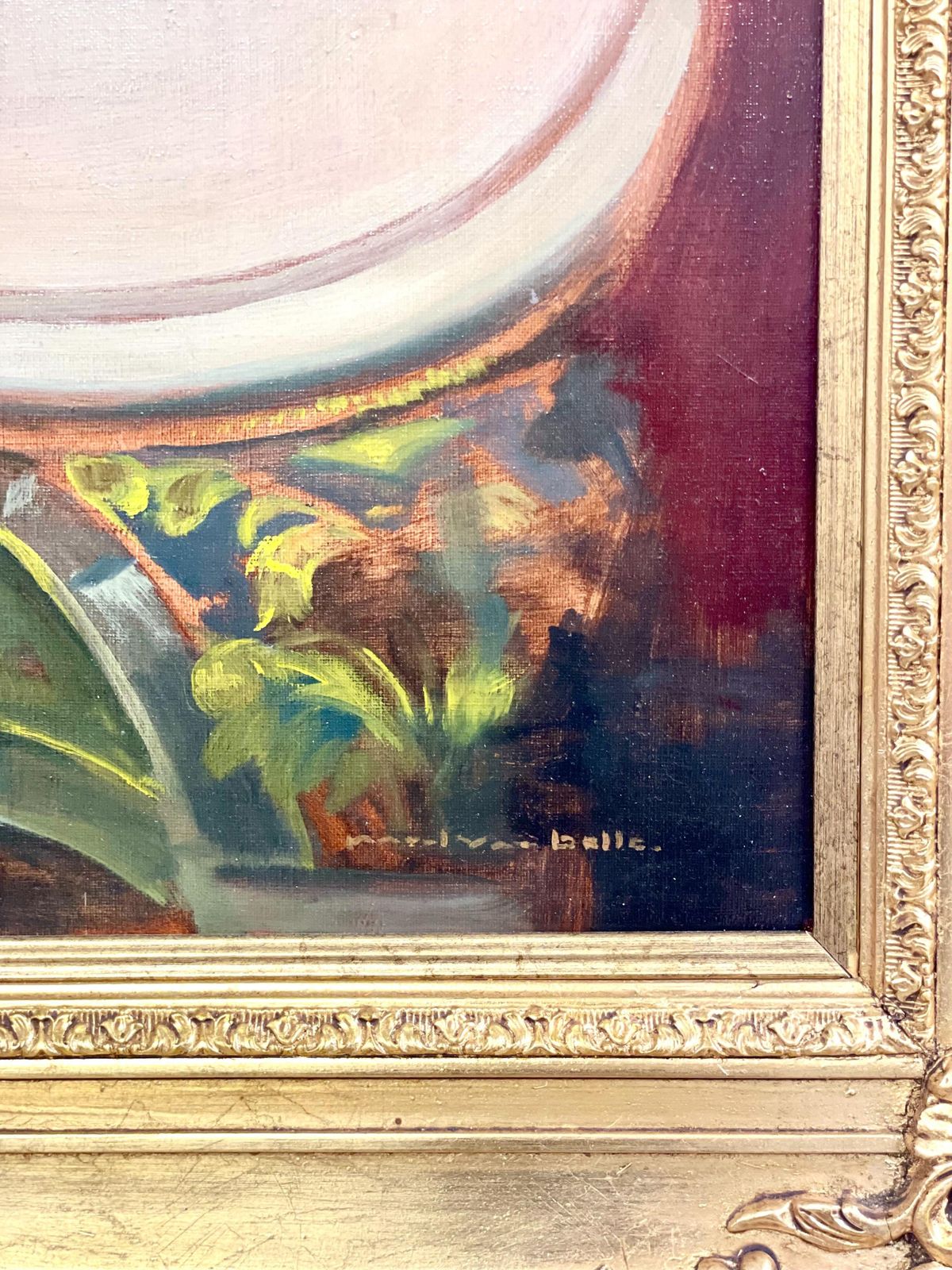 Large Still Life Painting With Flowers, Jewelry And Candelabra photo vintage