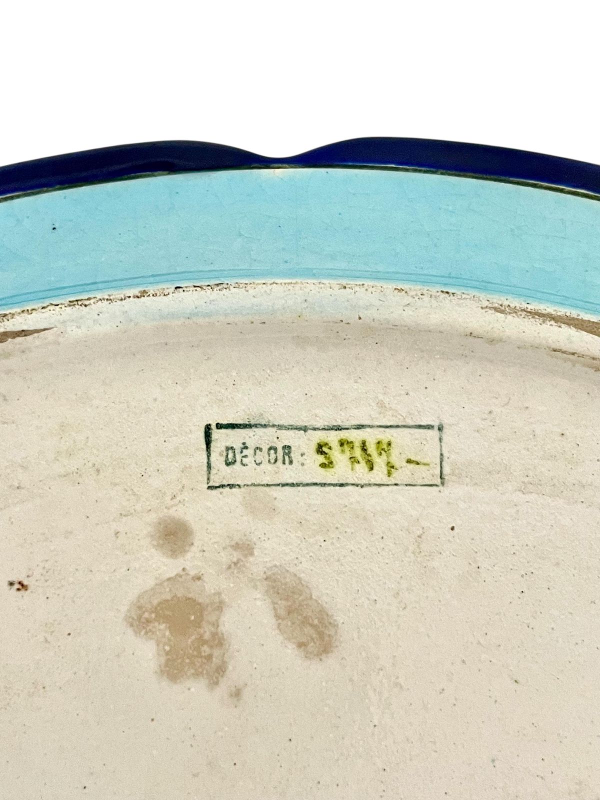 photo for sale Longwy Enamel Round Faience Platter, France 20th Century