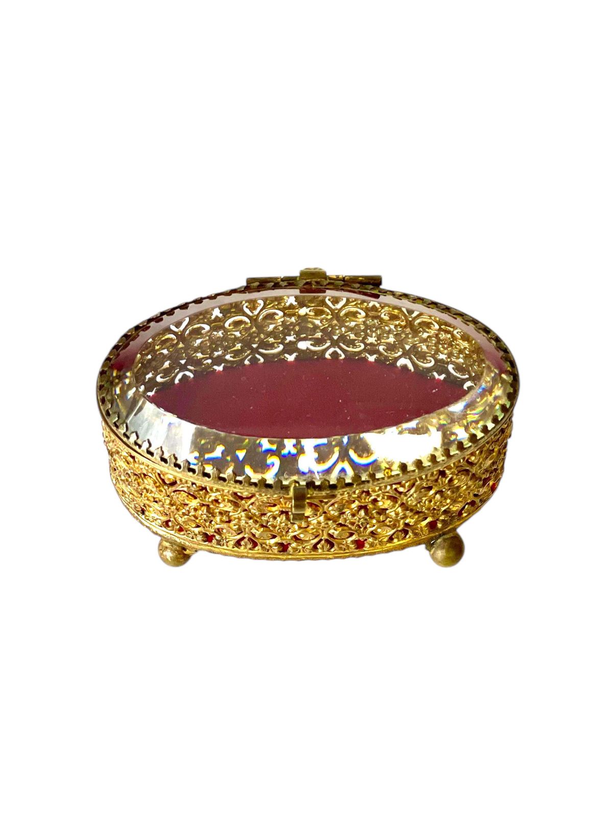 Jewelry Casket In Gilt Bronze And Beveled Glass, 19th Century photo buy