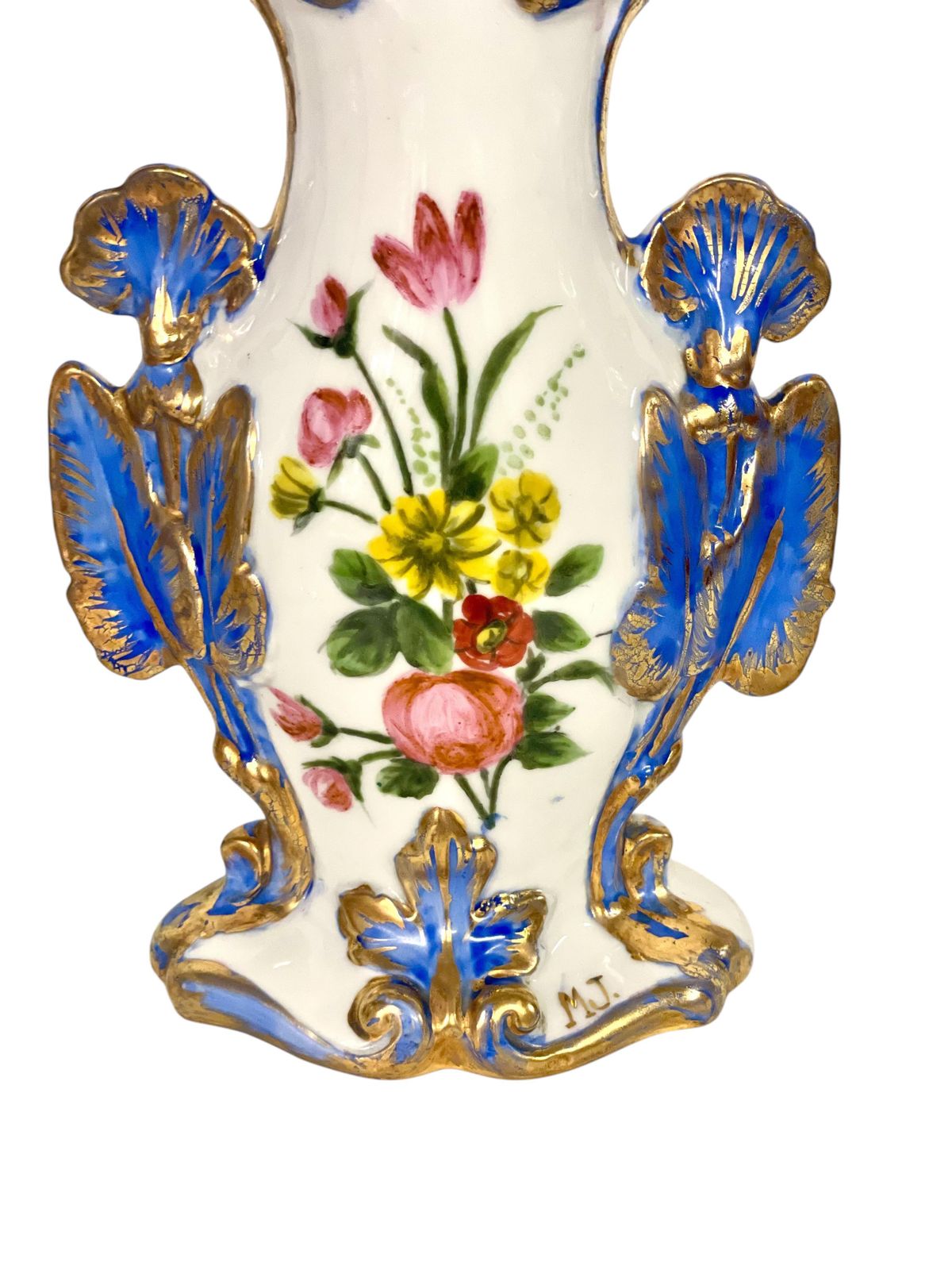 19th Century Porcelain Wedding Vase With Gilded Accents photo for sale