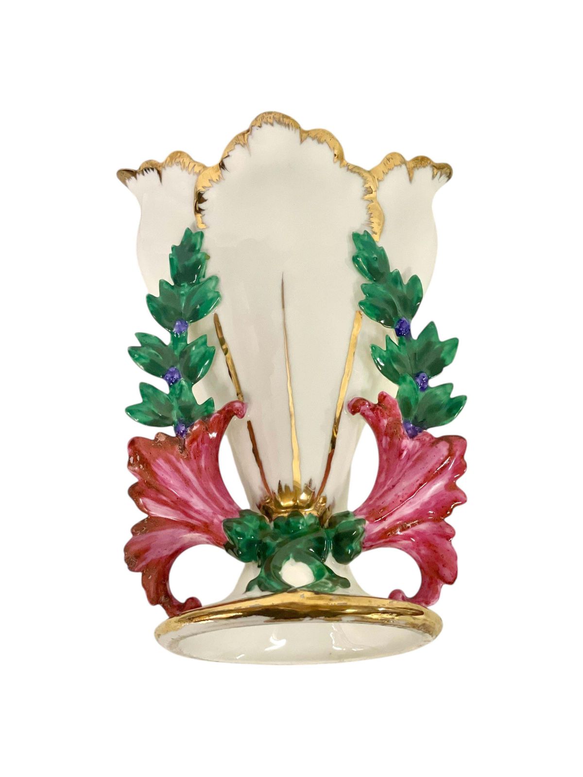 Home Decor 19th Century Porcelain Wedding Vase With Gilded Accents photo