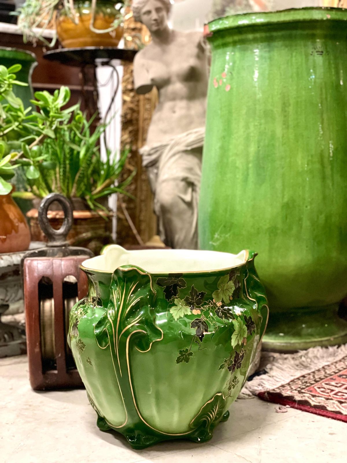 photo for sale Early 20th Century Green Cachepot