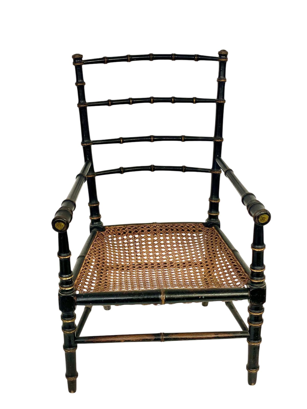 19th Century Faux Bamboo And Caned Children’s Chair photo furniture