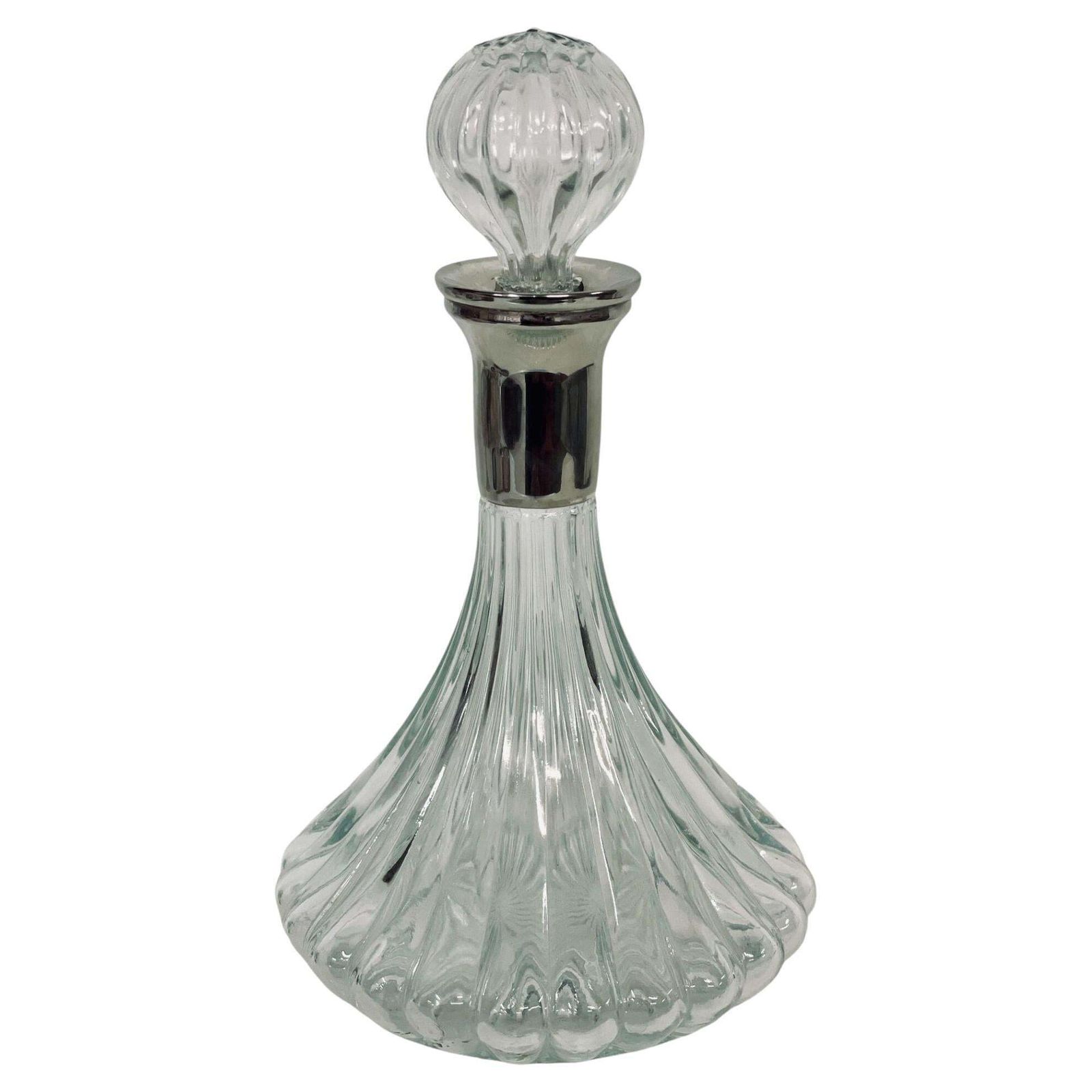 20th Century Large Lidded Crystal And Silver Plated Decanter