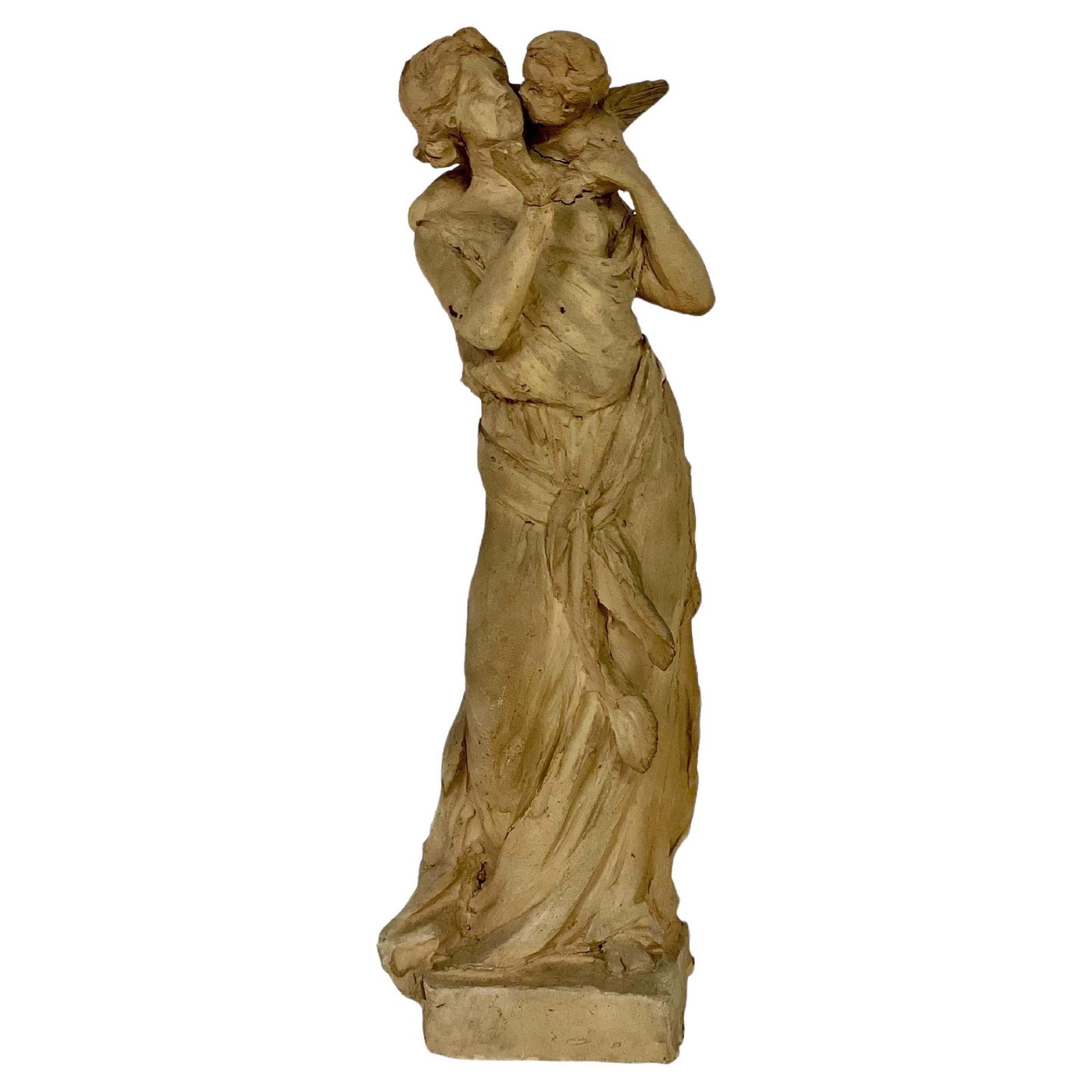 Terracotta Statuette Of A Goddess And Winged Cherub