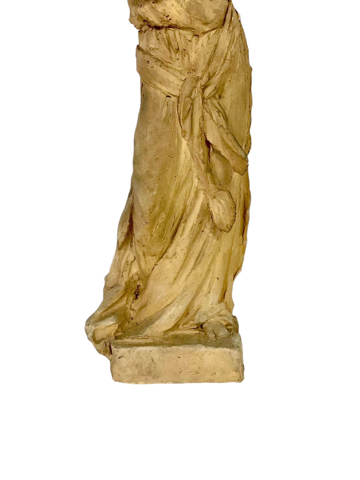 Terracotta Statuette Of A Goddess And Winged Cherub photo Art