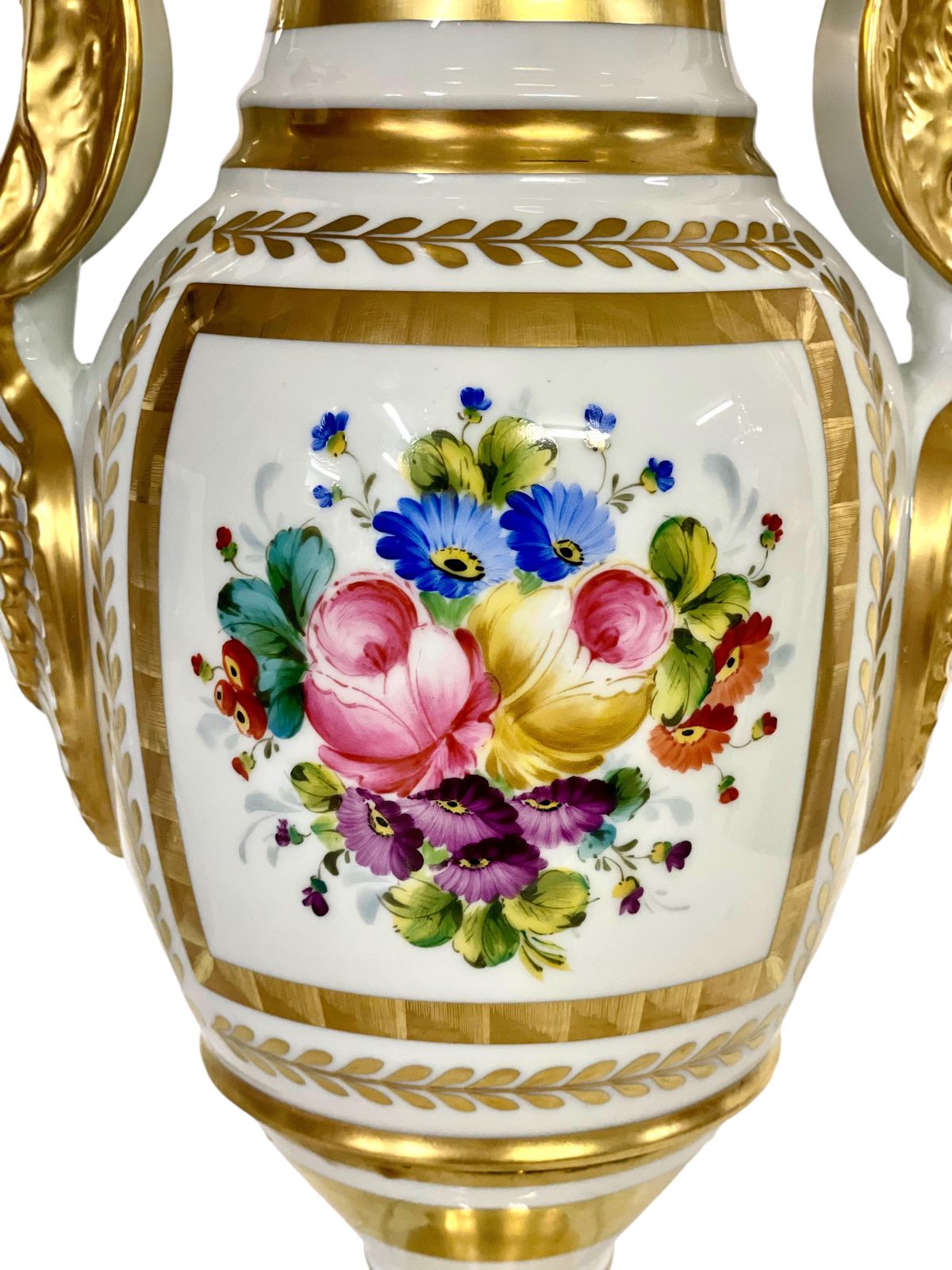 French Limoges Porcelain Gilded Baluster Vase photo furniture