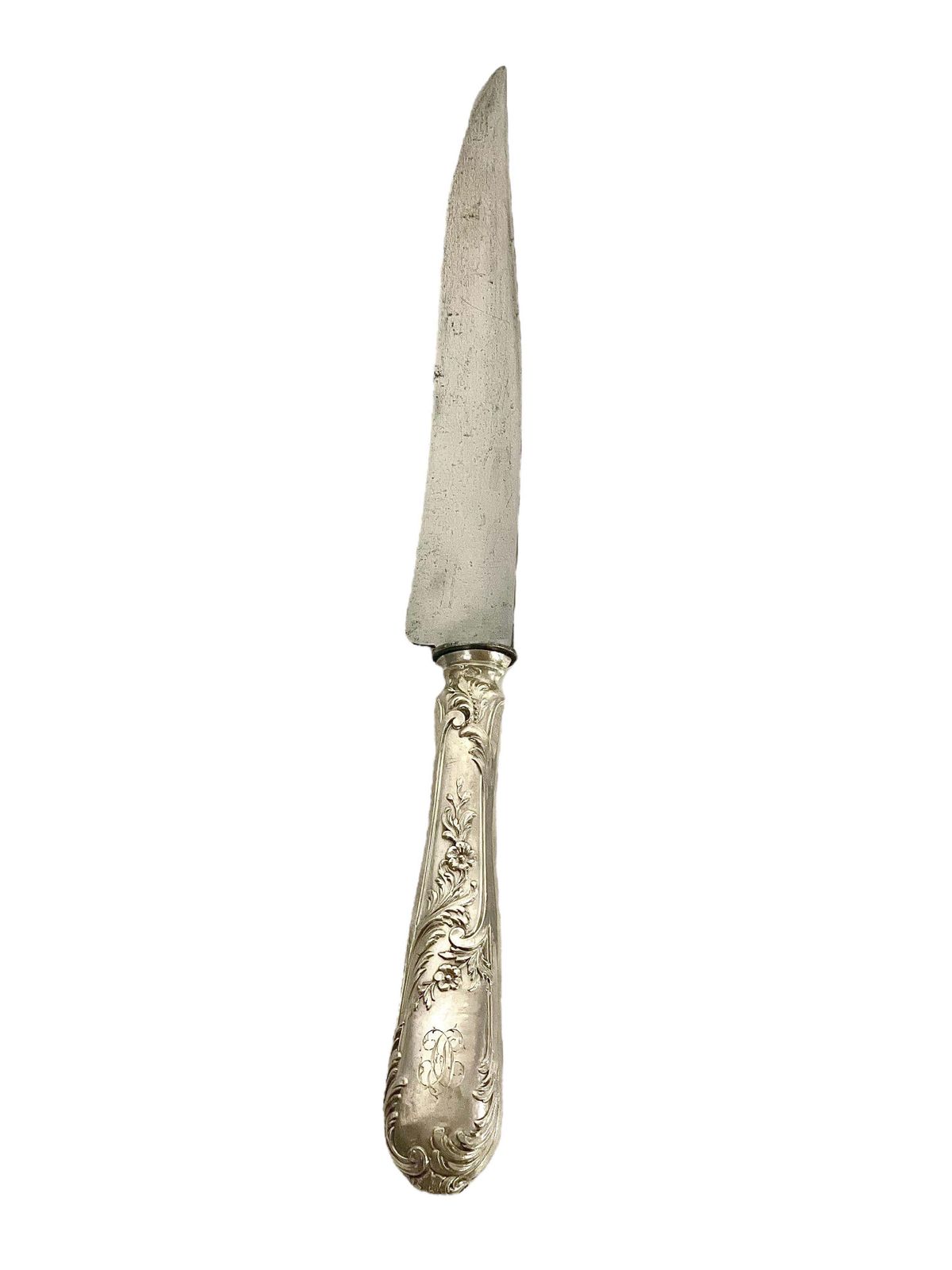19th Century French Louis XIV Style Gigot Lamb Silver Plated Carving Set photo vinterior