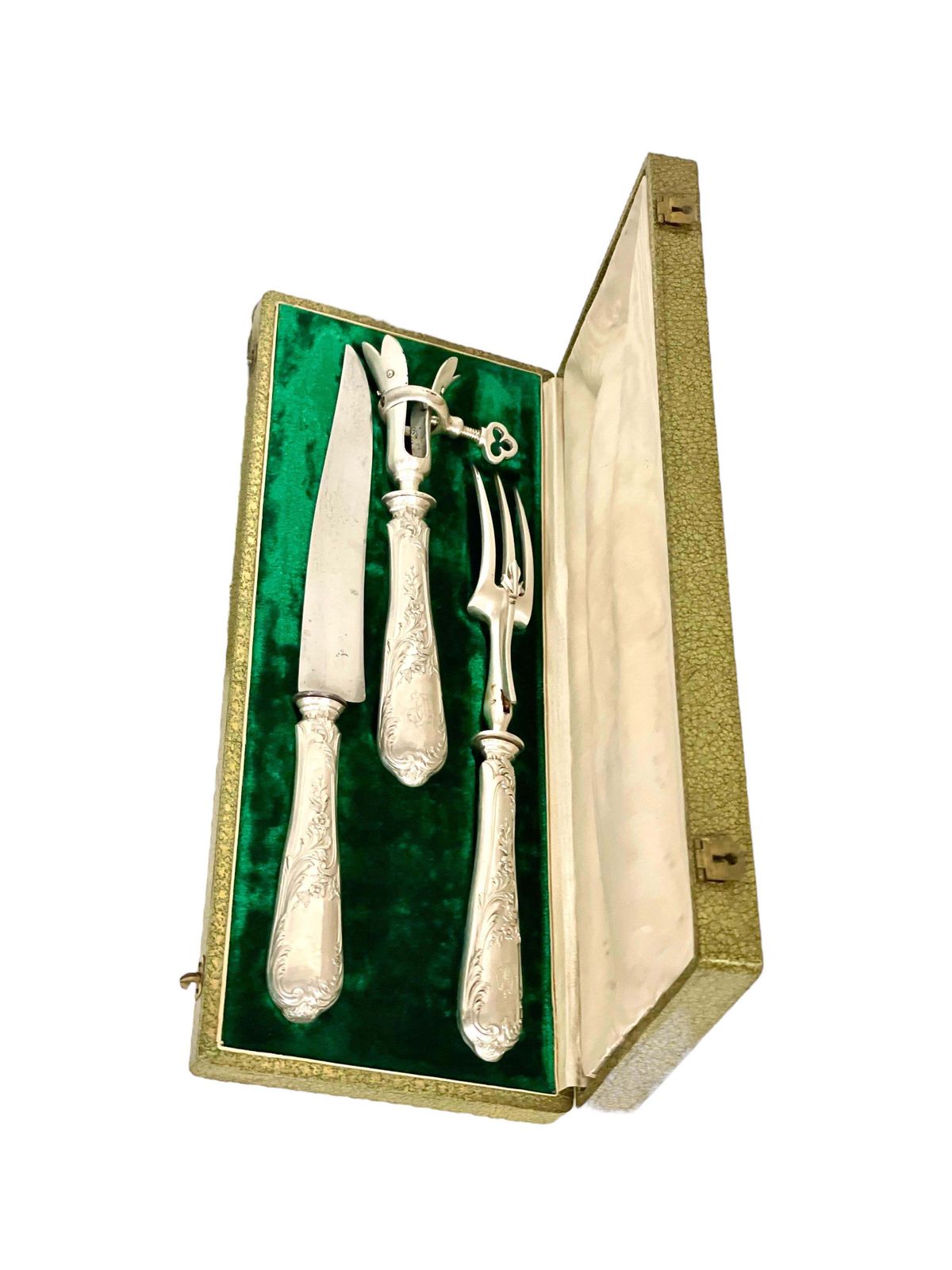 photo buy 19th Century French Louis XIV Style Gigot Lamb Silver Plated Carving Set