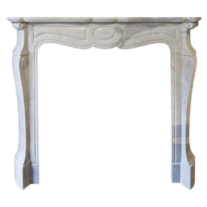 Carrara Marble Pompadour Fireplace Mantel 19th Century