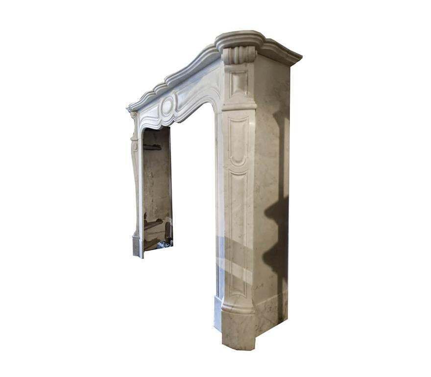 Carrara Marble Pompadour Fireplace Mantel 19th Century photo for sale