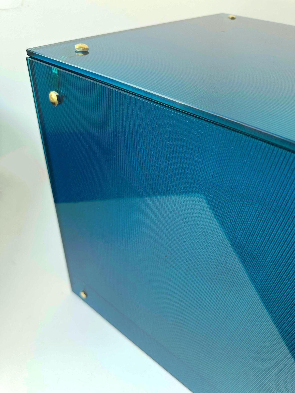 photo vinterior Contemporary Cube Lamp Blue Murano Glass And Brass, Italy