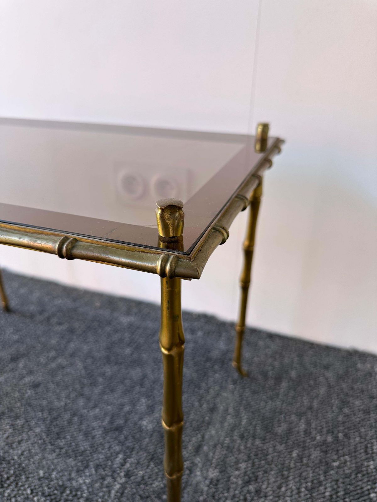 Set Of 3 Nesting Tables Bamboo Gilt Bronze By Maison Baguès. France, 1960s photo 3860.0