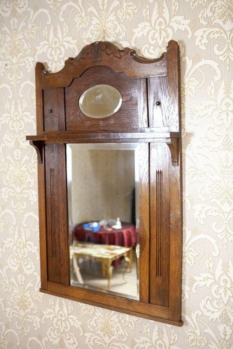 Art Nouveau Wall Mirror In Oak Frame, Early 20th Century photo for sale