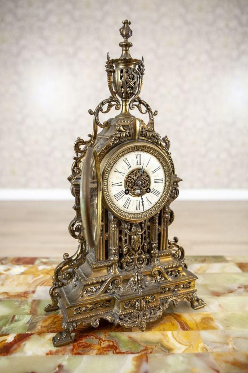 Unique French Style Mantel Clock With Candelabras, Early 20th Century photo for sale