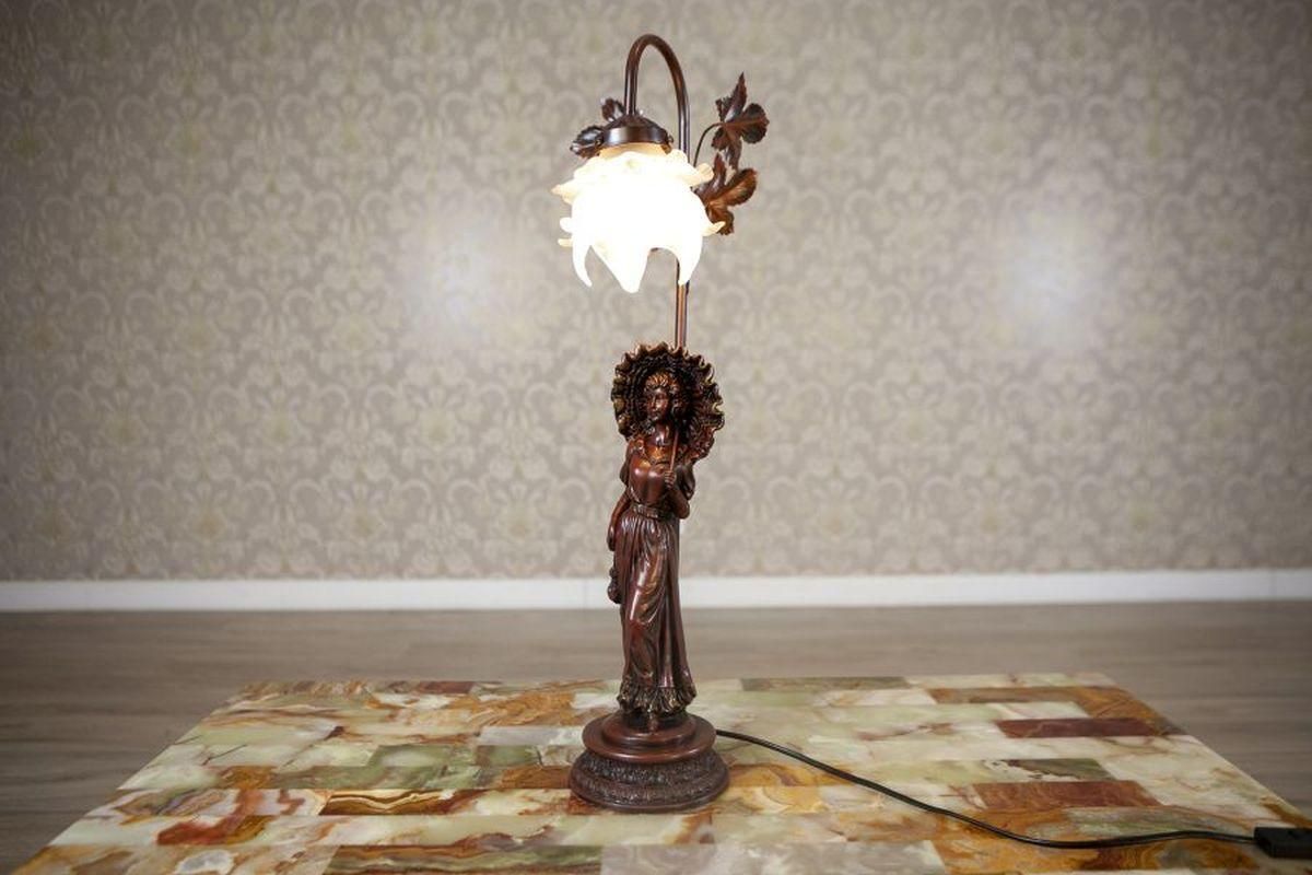 Mid 20th Century Night Light Featuring Woman Figurine Made Of Zamak Alloy photo furniture