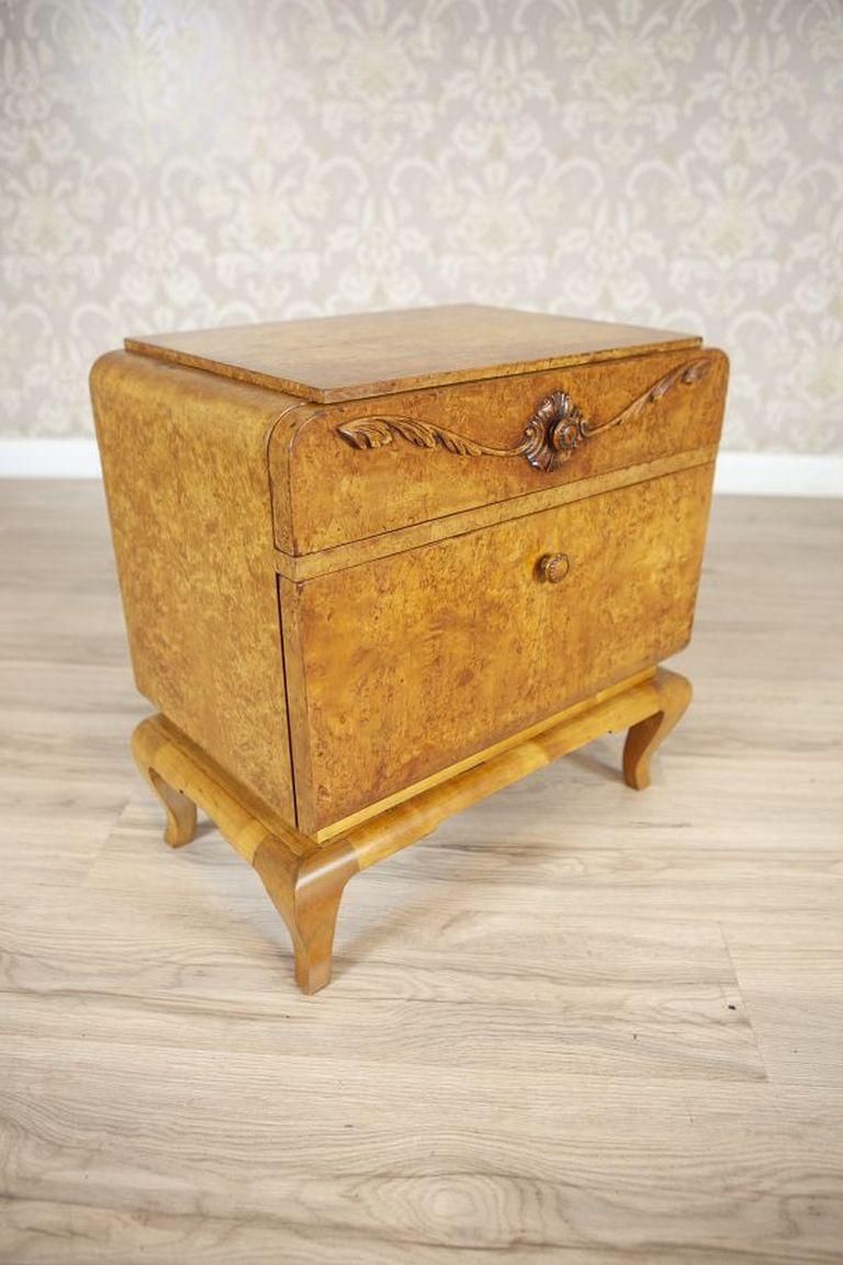 Two Nightstands From The Early 20th Century Veneered With Karelian Birch photo for sale