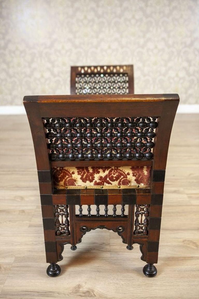 Antique 19th Century Bench Made Of Exotic Wood In Dark Brown, Upholstered photo 1621.0