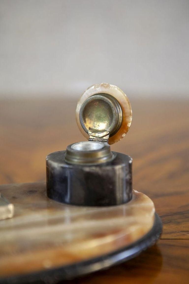 Memorial Marble Inkwell From The Early 20th Century photo vinterior