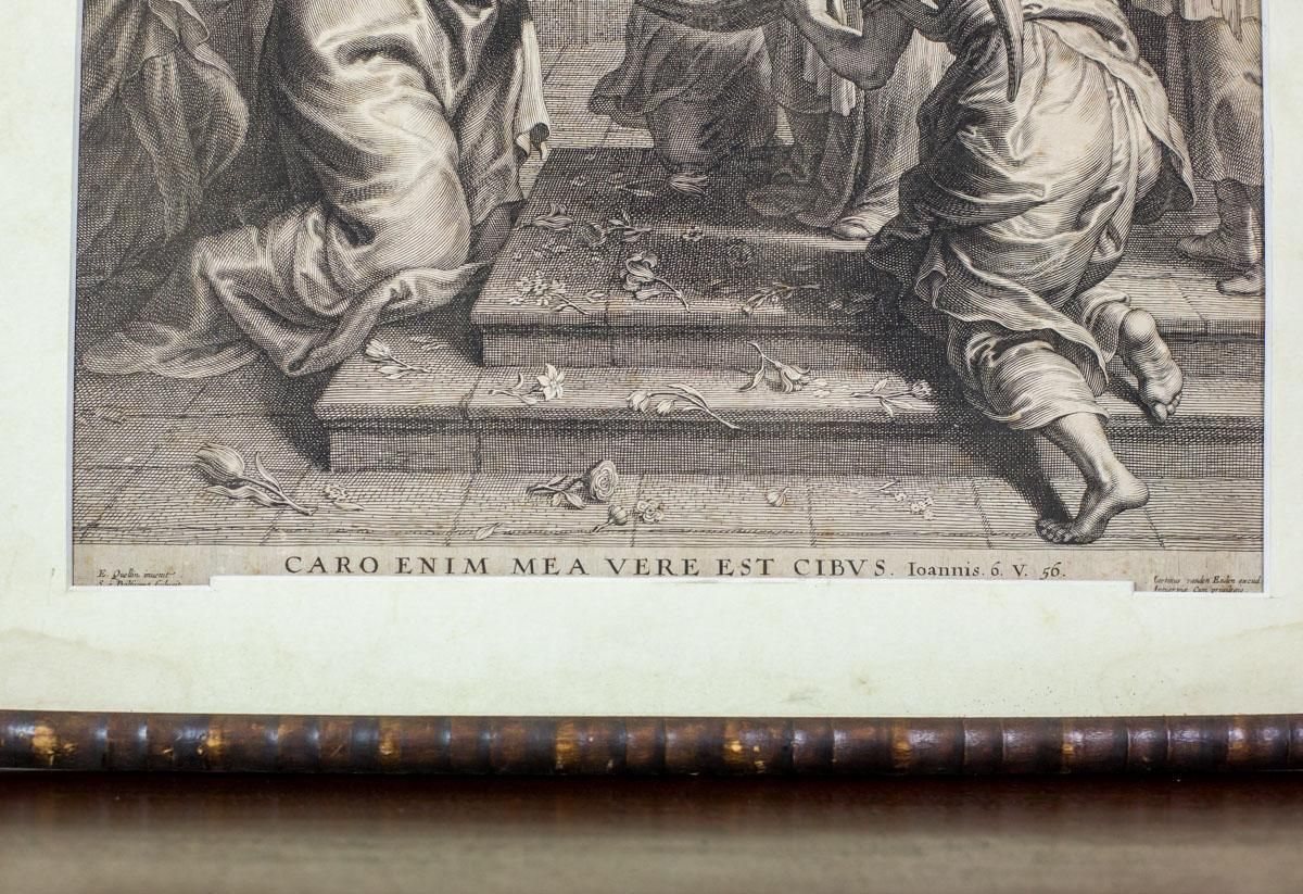 Engraving In Wooden Frame With Religious Scene   18th Century photo buy