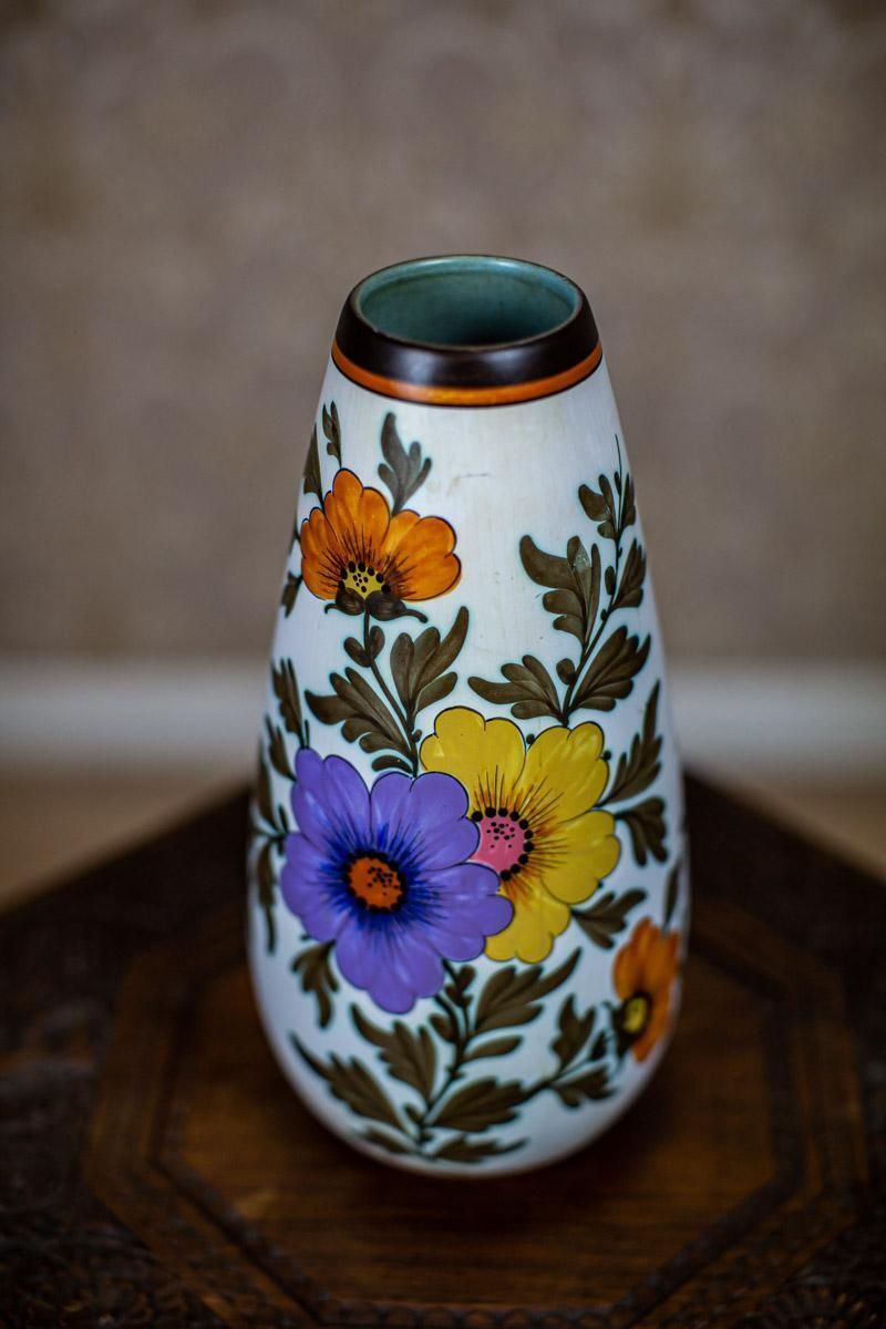 photo furniture Ceramic Vase From The Early 20th Century In Floral Motifs