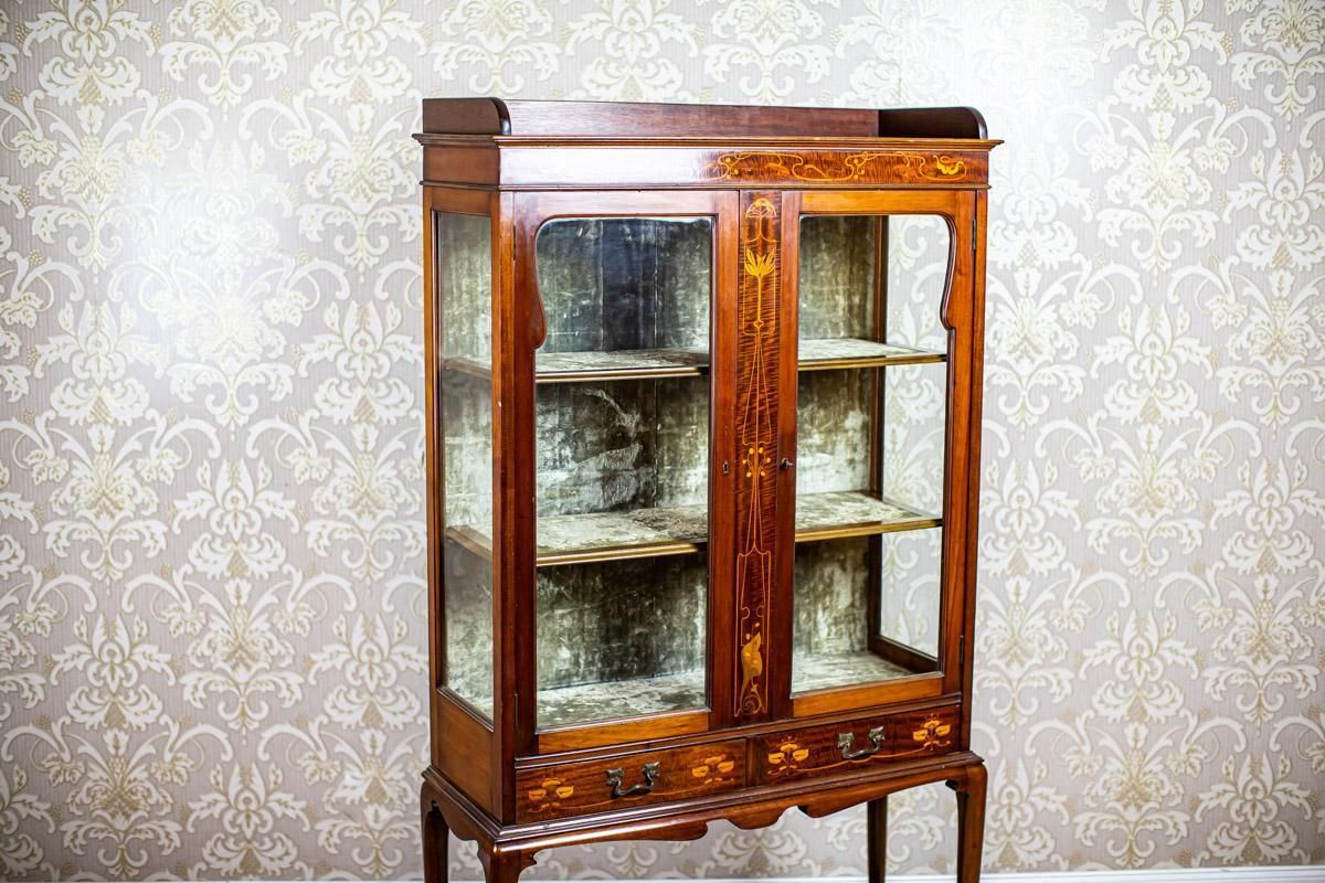 English Mahogany Inlaid Showcase From The 19th Century photo furniture