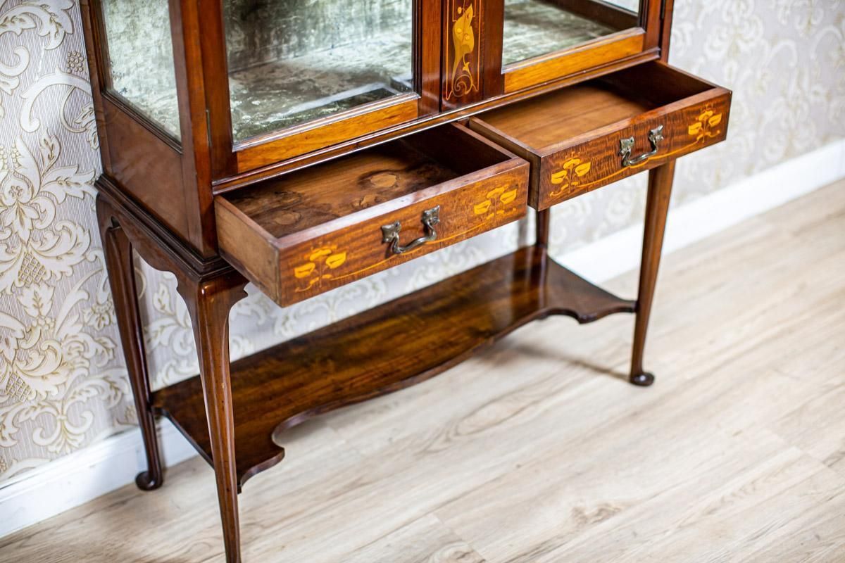 photo buy English Mahogany Inlaid Showcase From The 19th Century