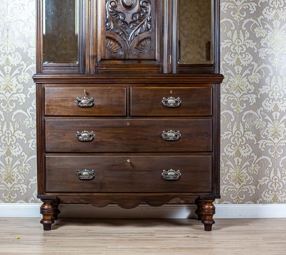 Scandinavian Walnut Buffet In Dark Brown, Early 20th Century photo for sale