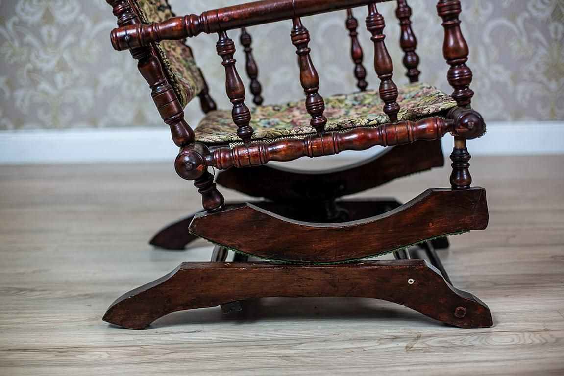 Eclectic 19th Century Spring Rocking Chair In Floral Fabric photo 429.0