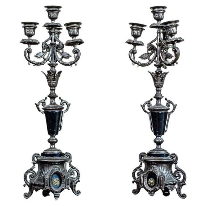 Pair Of 19th Century Four Armed Candelabras