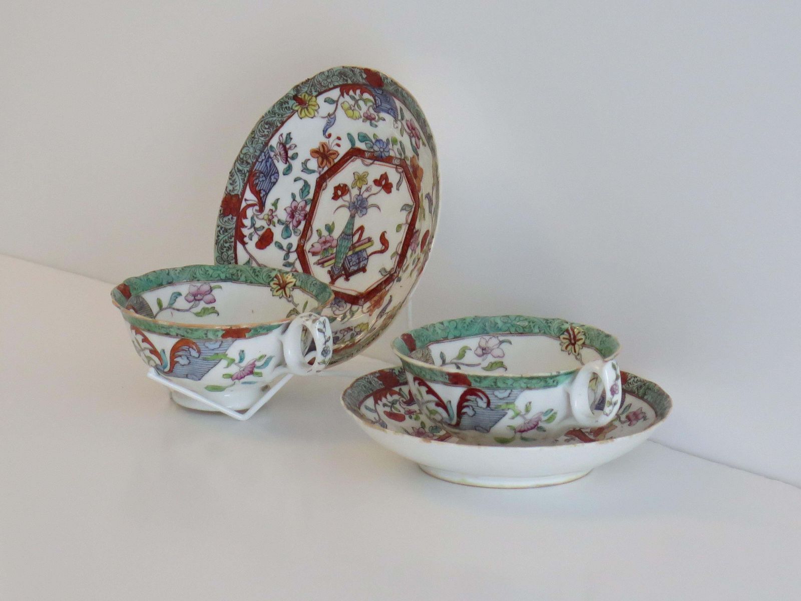William Ivth Pair (A) Of C J Masons Cups & Saucers Porcelain Ptn 223, Ca 1830 photo furniture