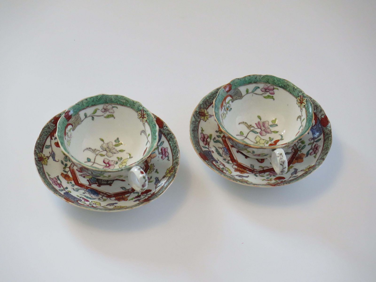 photo buy William Ivth Pair (A) Of C J Masons Cups & Saucers Porcelain Ptn 223, Ca 1830