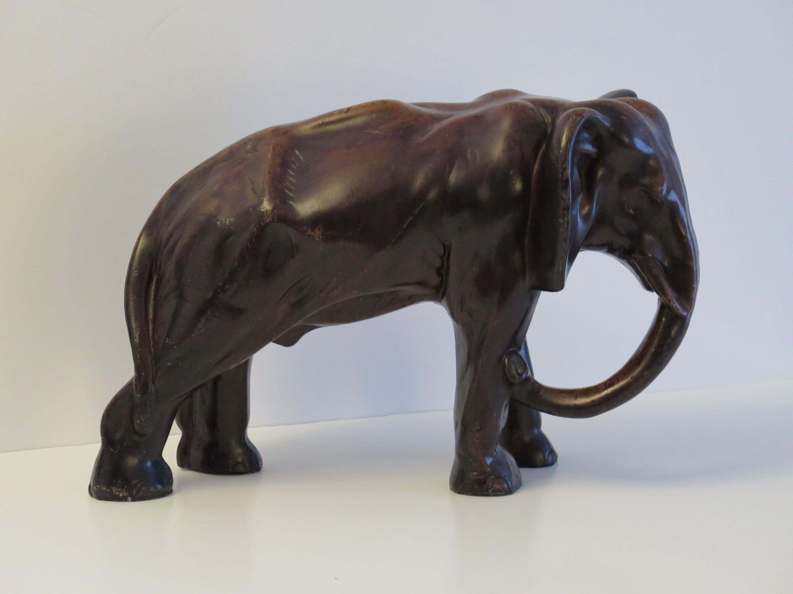 Large Elephant Stone Sculpture Hand Made And Signed Under The Foot, Circa 1920 photo for sale