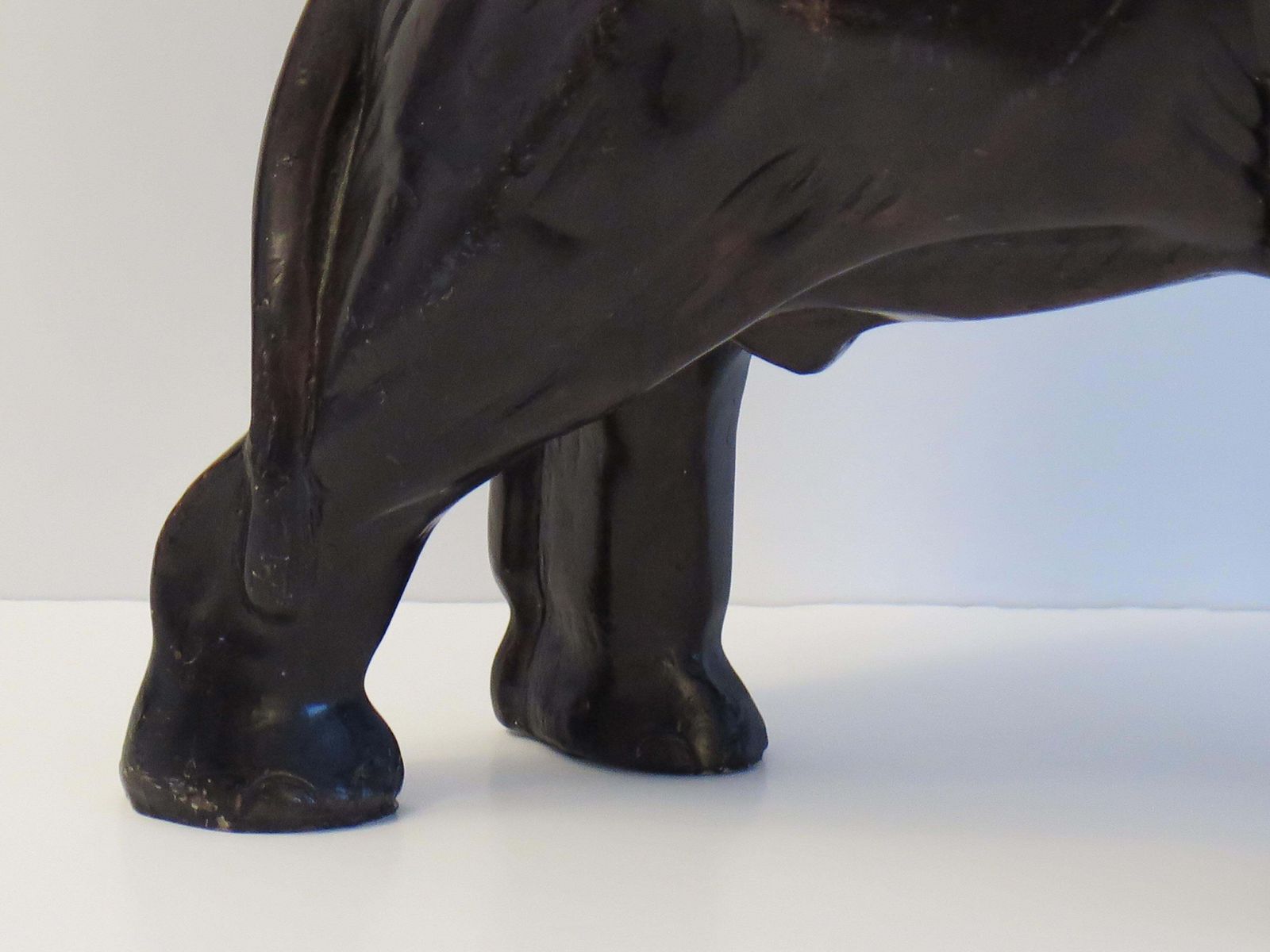 photo furniture Large Elephant Stone Sculpture Hand Made And Signed Under The Foot, Circa 1920