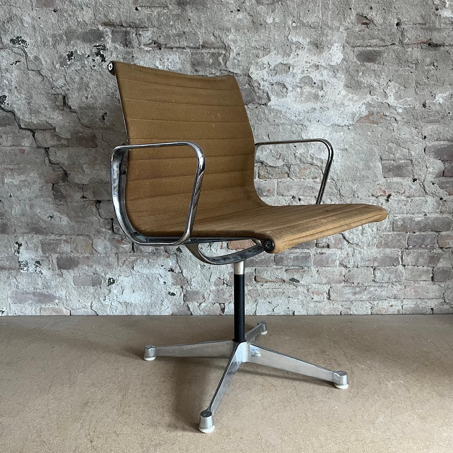 Set Of Four First Chrome Base Ea 107, Brown Hopsack Upholstery By Herman Miller photo furniture