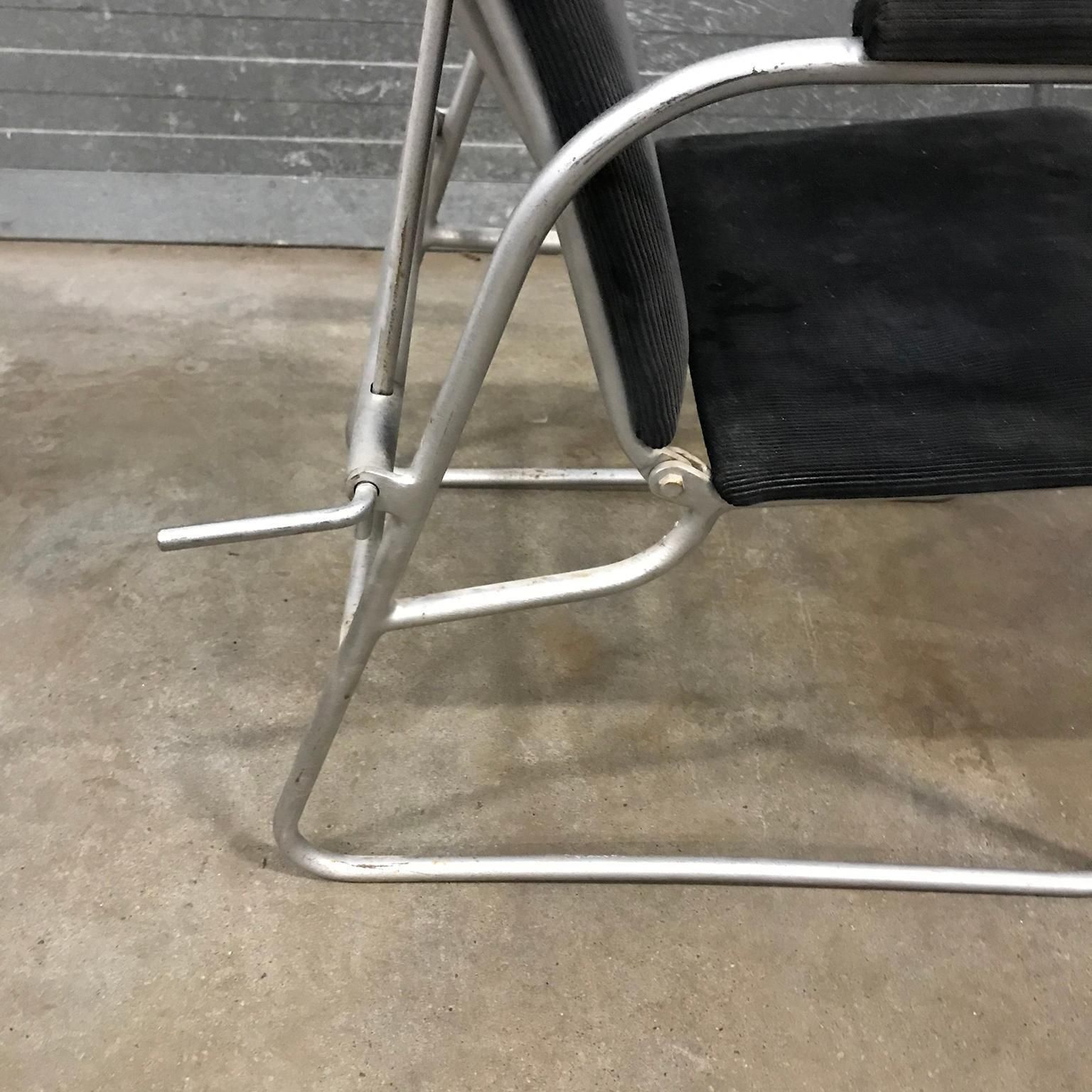 photo vinterior Unique Barber Chair In Black Corduroy, Circa 1960