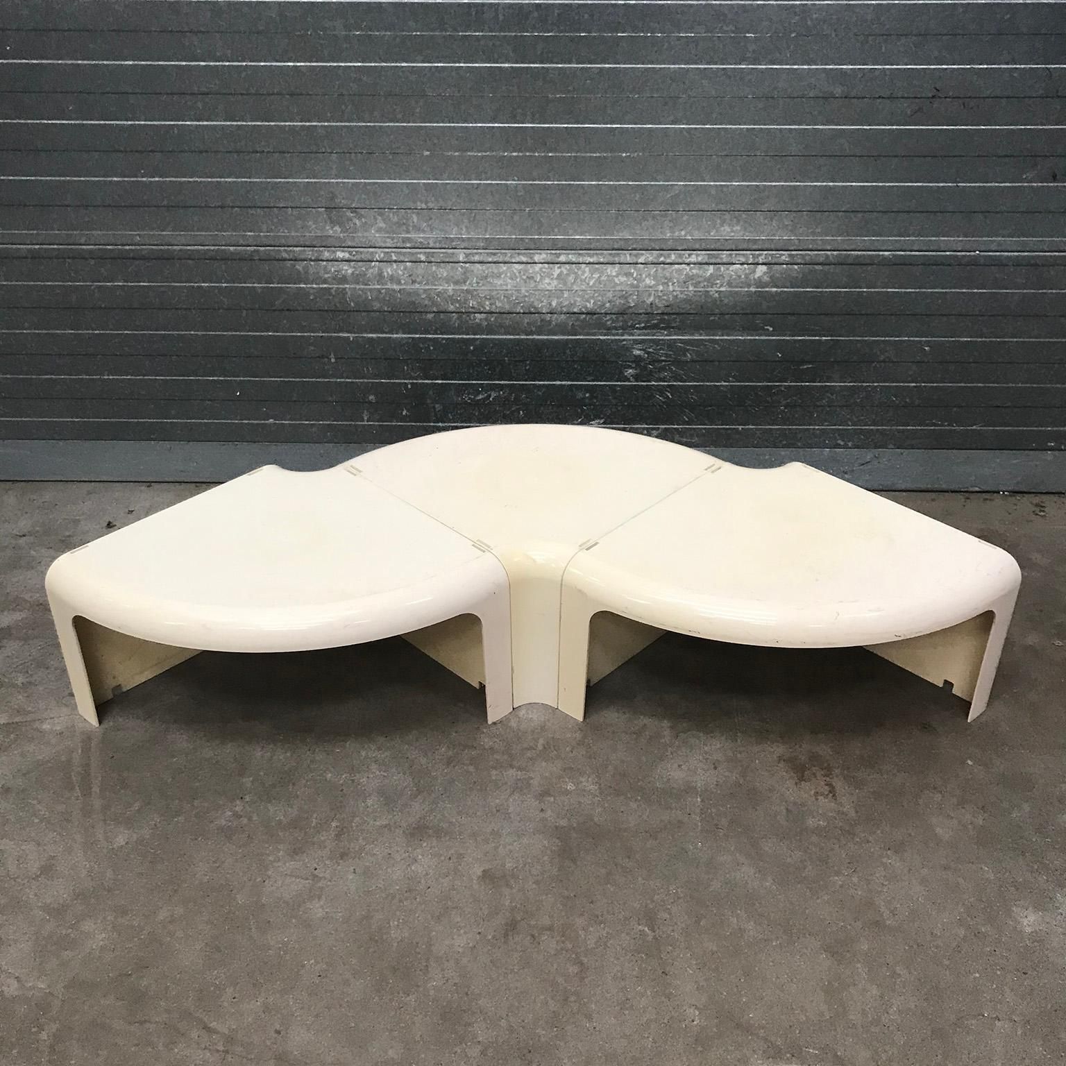 Three Half Round Plastic Side Tables In Off White, Circa 1970 photo furniture