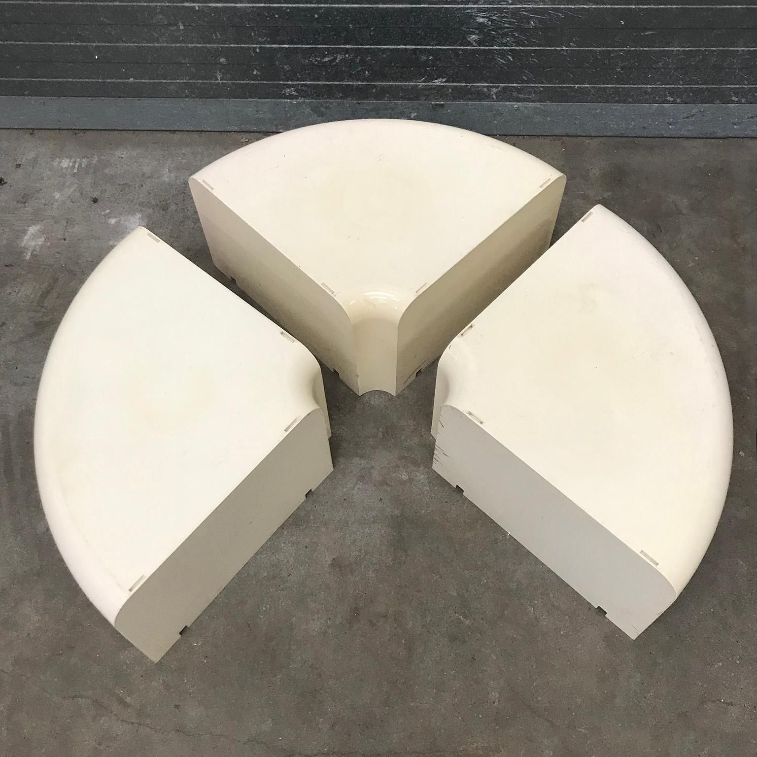 Three Half Round Plastic Side Tables In Off White, Circa 1970 photo for sale