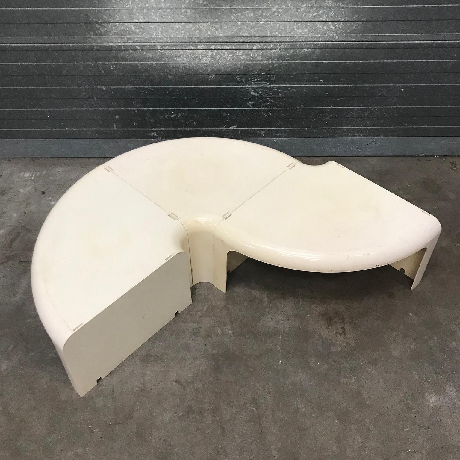 Three Half Round Plastic Side Tables In Off White, Circa 1970 photo vintage