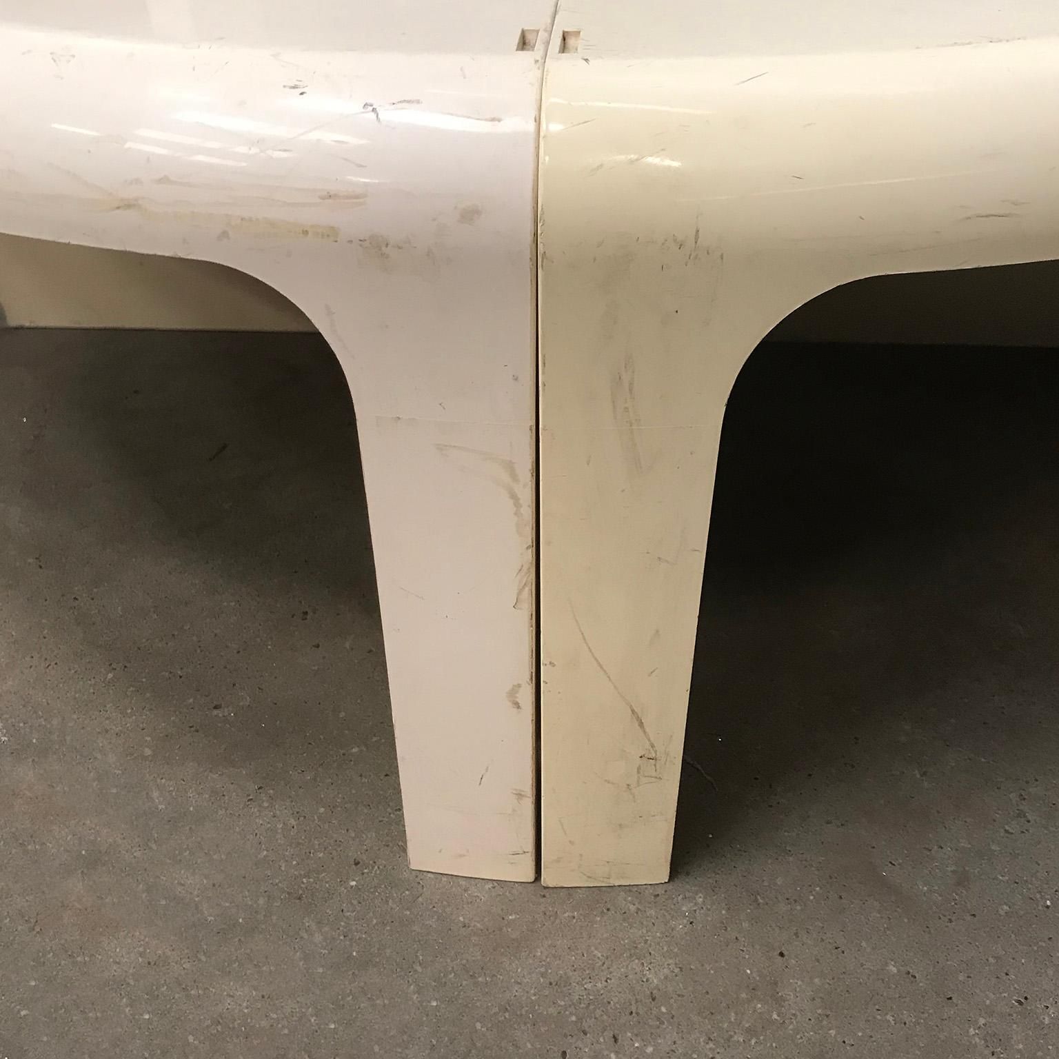 photo vintage Three Half Round Plastic Side Tables In Off White, Circa 1970