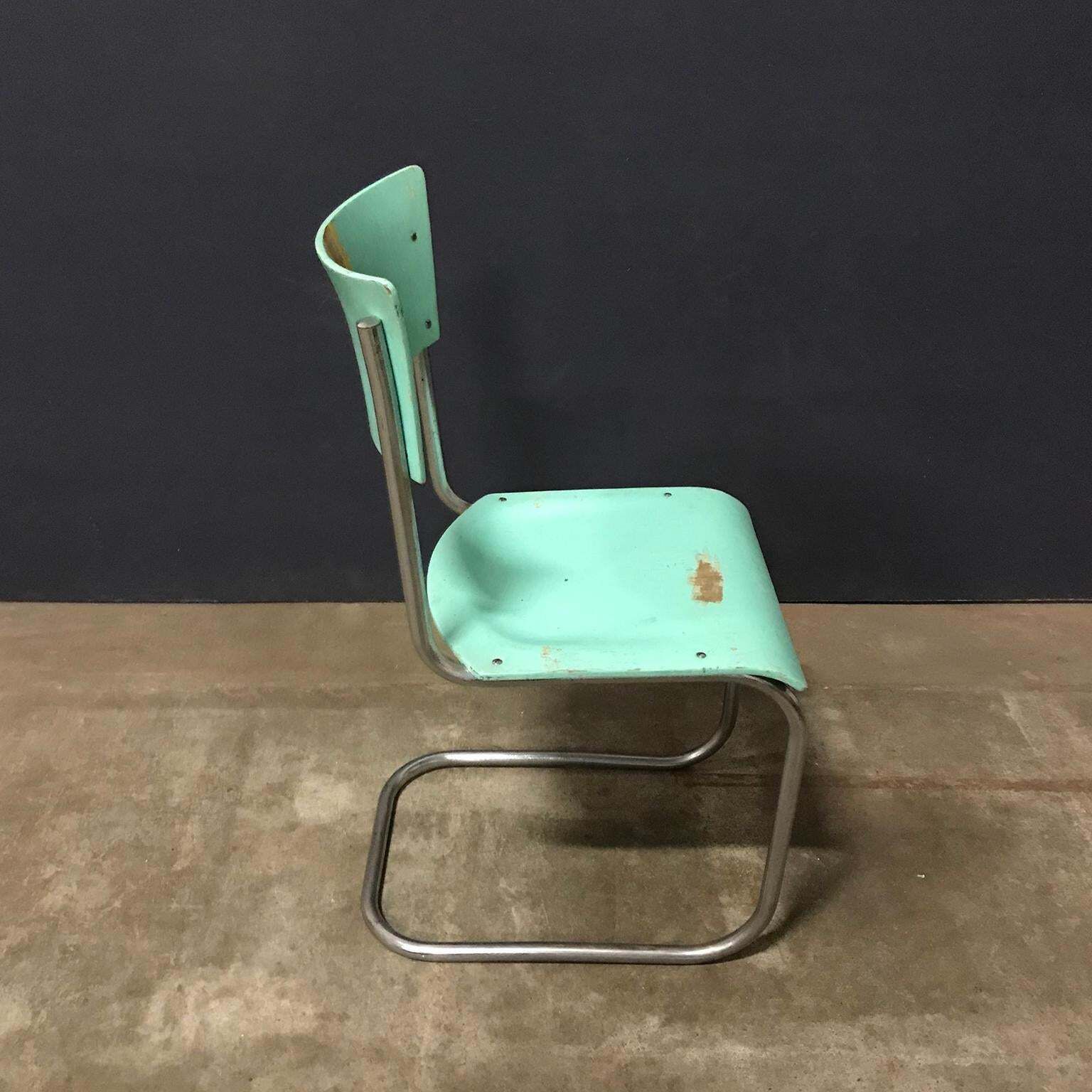 1931, Mart Stam For Thonet, Turquoise Wooden S43 photo for sale