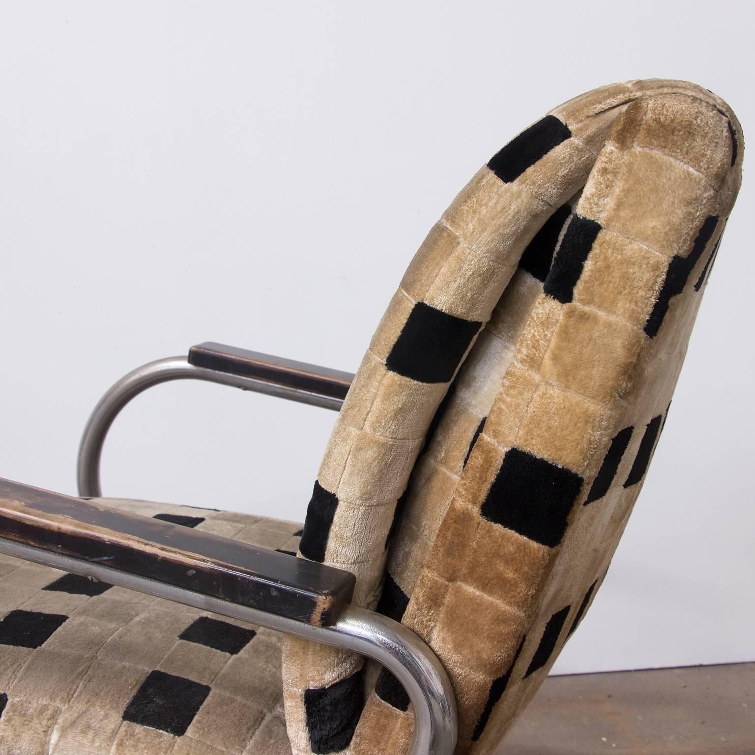 Original French Art Deco Lounge Chair And Original Soft Comfy Fabric, Circa 1935 photo vintage