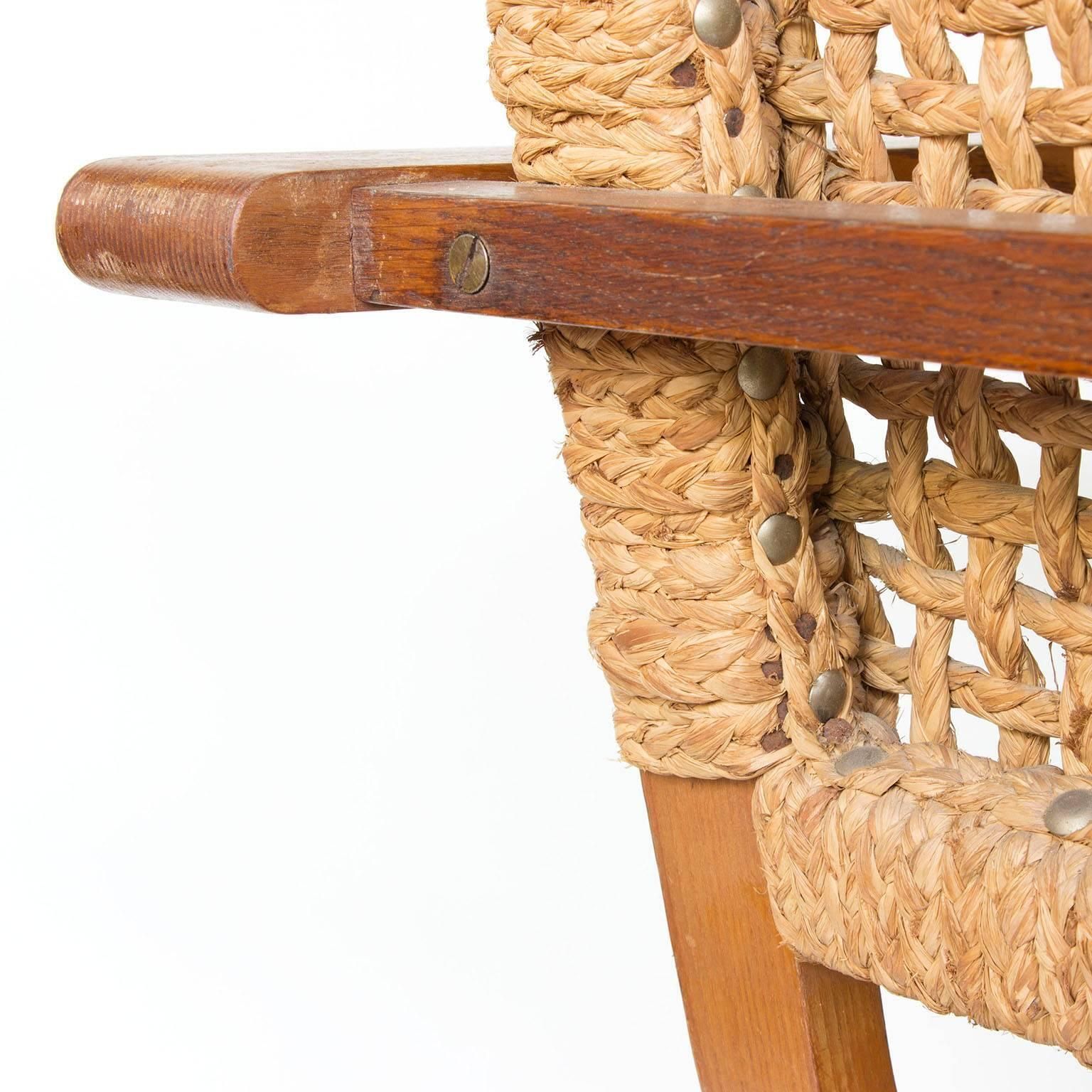 1935, Bas Van Pelt Rope Slung Rare High Back Comfortable Armchair photo vintage