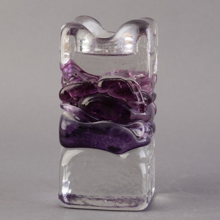 Sanders & Wallace Signed Hand Blown Glass Candle Holder