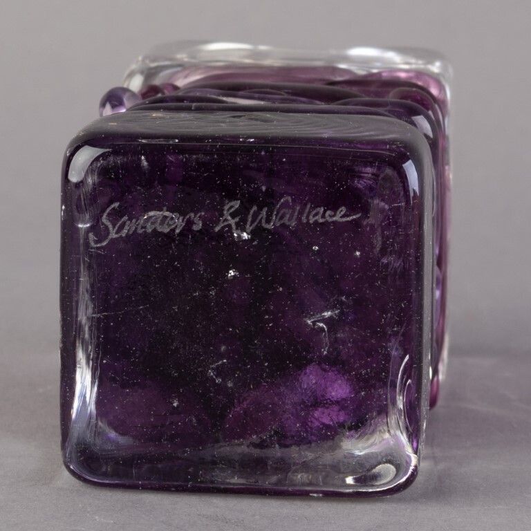 Sanders & Wallace Signed Hand Blown Glass Candle Holder photo for sale