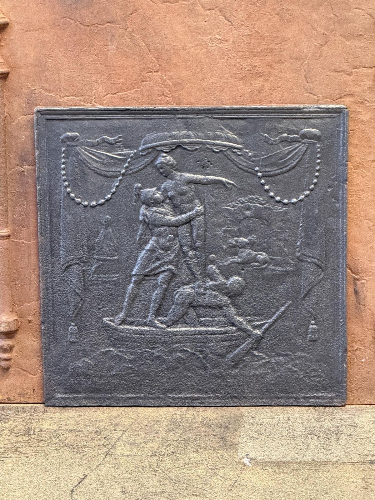 French 'Persephone And Hades' Fireback / Backsplash, Neoclassical Period photo for sale